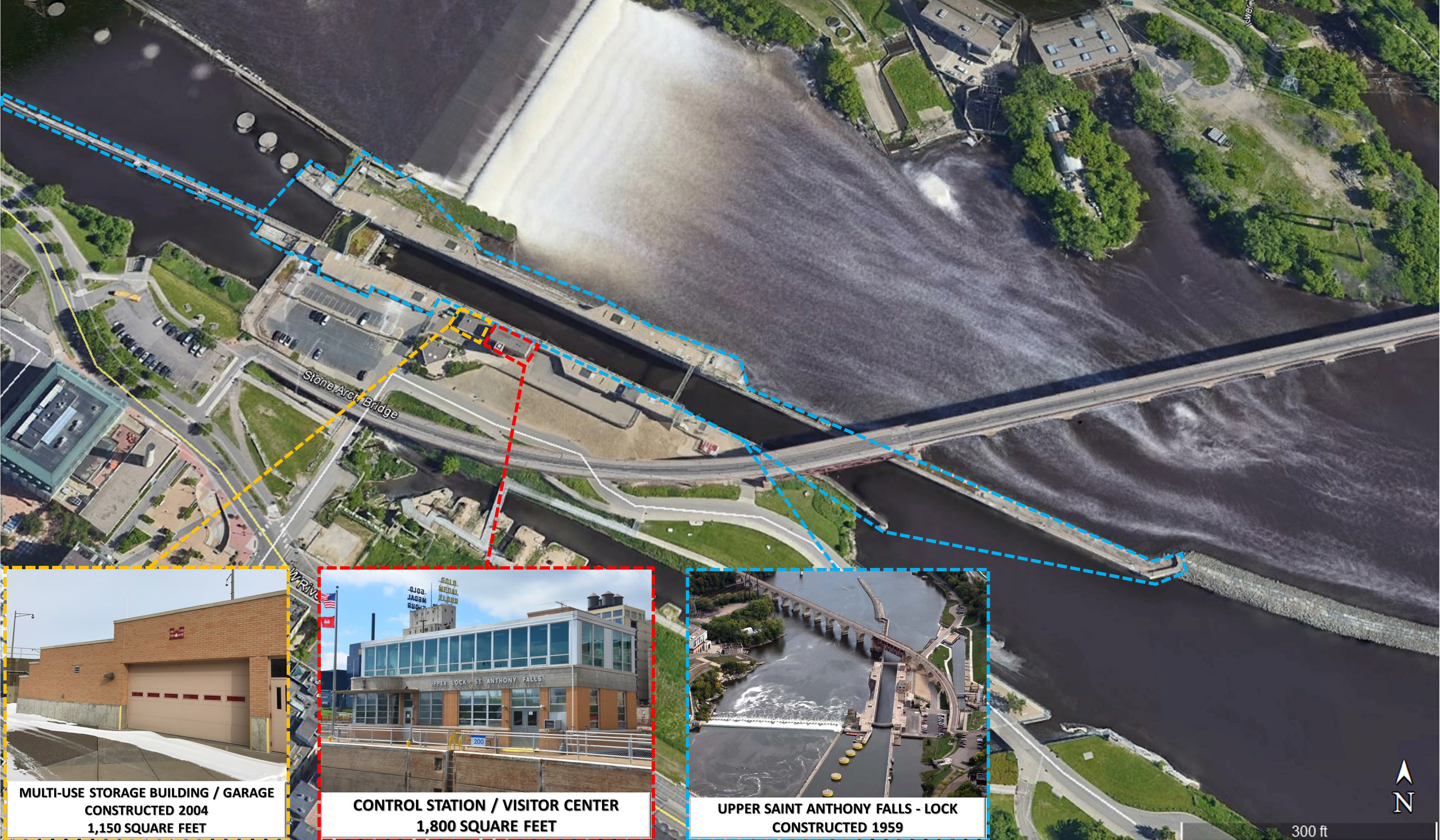 Graphic highlighting Upper St. Anthony Falls Lock and Dam